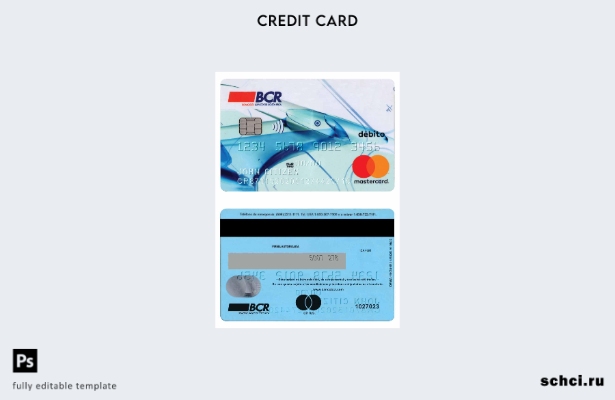 цифровая загрузка Коста Рики Шаблон дебетовой версии карты Mastercard Банка Кост